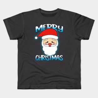 Merry Christmas Santa Blue Kids T-Shirt